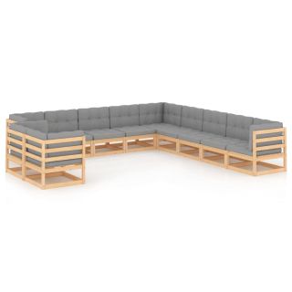 11-osaline aiadiivanikomplekt patjadega, männipuit