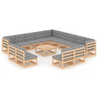 14-osaline aiadiivanikomplekt patjadega, männipuit