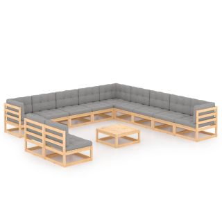 12-osaline aiadiivanikomplekt patjadega, männipuit