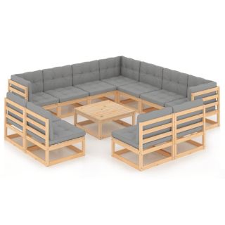 12-osaline aiadiivanikomplekt patjadega, männipuit