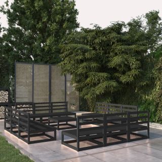 Комплект садовой мебели из 13 предметов, черный, сосна