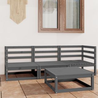 4-osaline aiamööbli komplekt, hall, männipuit