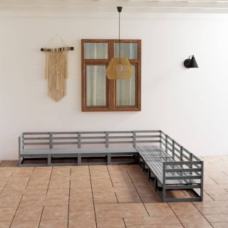 9-osaline aiamööblikomplekt, hall, männipuit