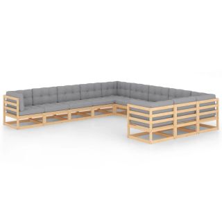 11-osaline aiadiivanikomplekt patjadega, männipuit