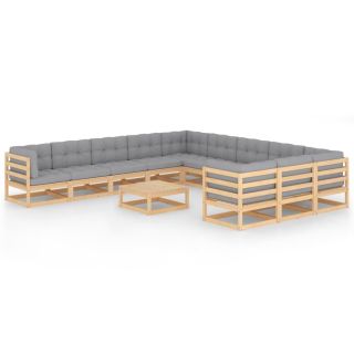 12-osaline aiadiivanikomplekt patjadega, männipuit