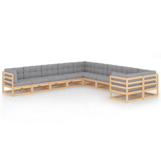 10-osaline aia mööblikomplekt patjadega, täispuit