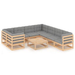 9-osaline aiamööbli komplekt patjadega, toekas männipuit