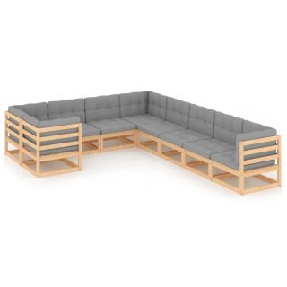 9-osaline aiamööbli komplekt patjadega, toekas männipuit