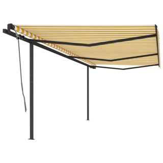 käsitsi sissetõmmatav varikatus, 6x3 m, kollane/valge