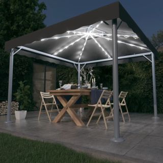 varikatus, LED-nöörvalgustid, 300x300 cm, antratsiit alumiinium