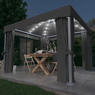 varikatus, kardin, LED-nöörvalgusti 3x3 m antratsiit