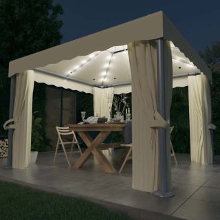 varikatus, kardin, LED-nöörvalgusti 3x3 m kreemjas