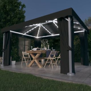 varikatus, kardin, LED-nöörvalgusti 4x3 m antratsiit