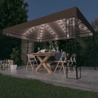 varjualune, LED-nöörvalgustitega, 4 x 3 m, pruunikashall