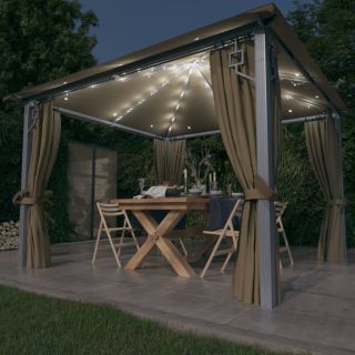 varikatus, kardin, LED-nöörvalgusti 3x3 m pruunikas alumiinium