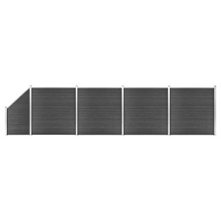 aiapaneelide komplekt, WPC, 792 x (105-186) cm, must