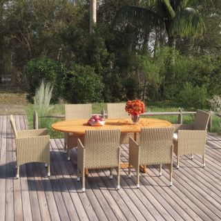 7-osaline aiamööbli söögikomplekt, polürotang, beež