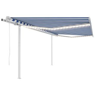 automaatne varikatus, LED, tuuleandur, 4,5x3,5 m, sinine/valge