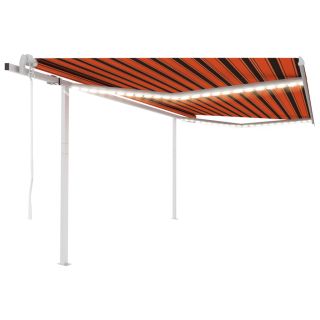 automaatne varikatus, LED, tuuleandur, 4,5x3,5 m, oranž/pruun