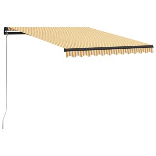 käsitsi sissetõmmatav varikatus, 300 x 250 cm, kollane ja valge