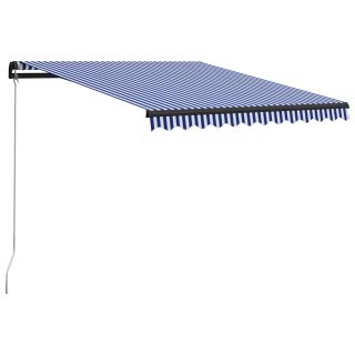käsitsi sissetõmmatav varikatus, 300 x 250 cm, sinine ja valge