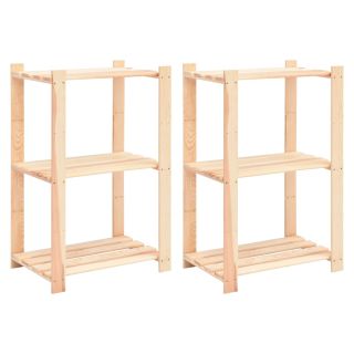 3-korruselised hoiuriiulid, 2 tk, 60x38x90 cm männipuit 150 kg