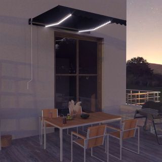 käsitsi sissetõmmatav varikatus LEDiga 300 x 250 cm antratsiit