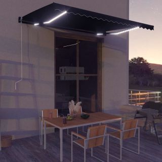 Маркиза выдвижная ручная, светодиодная 450x300 см, антрацитово-серая