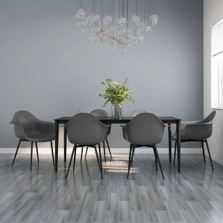 обеденные стулья 6 шт, серые, ПП