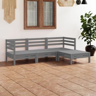 4-osaline aiamööblikomplekt, täismännipuit, hall