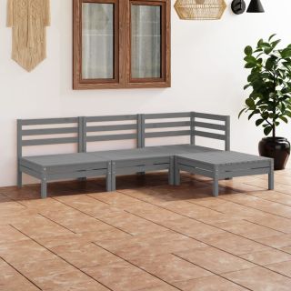 4-osaline aiamööblikomplekt, täismännipuit, hall