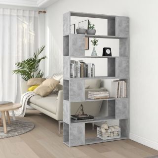 Книжная полка/разделитель комнаты, глянцевый серый, 100 x 24 x 188 см