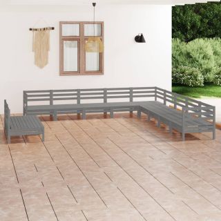 11-osaline aiamööblikomplekt, täismännipuit, hall