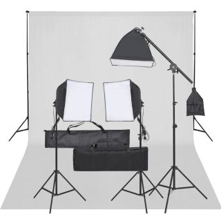 fotostuudio komplekt valgustuse ja taustapildiga