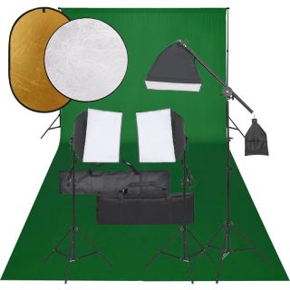 fotostuudio komplekt valgustuse, taustapildi ja reflektoriga