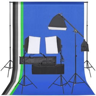fotostuudio komplekt valgustuse ja taustapildiga
