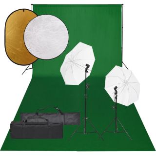 fotostuudiokomplekt valgustuse, taustapildi ja reflektoriga