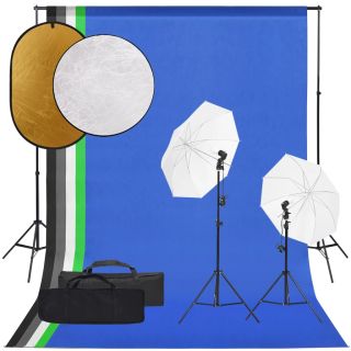 fotostuudio komplekt valgustuse, taustapildi ja reflektoriga