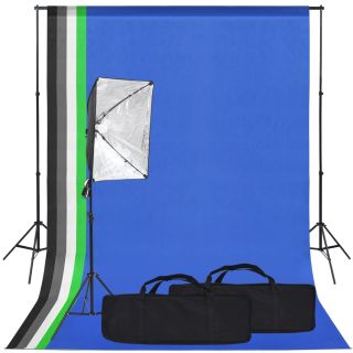 fotostuudio komplekt valgustuse ja taustapildiga