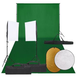 fotostuudio komplekt valgustuse, taustapildi ja reflektoriga