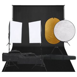fotostuudio komplekt valgustuse, taustapildi ja reflektoriga