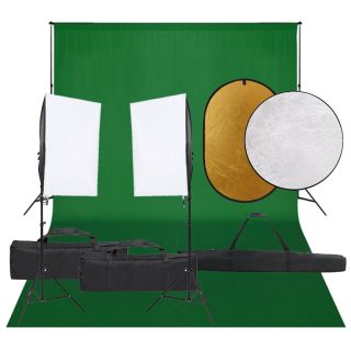 fotostuudio komplekt valgustuse, taustapildi ja reflektoriga
