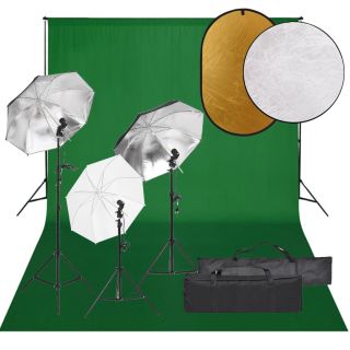 fotostuudio komplekt valgustuse, taustapildi ja reflektoriga