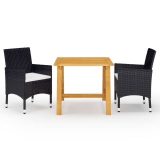 3-osaline aiamööbli komplekt patjadega, must