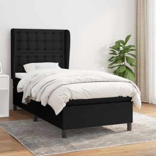континентальная кровать с матрасом, черная, 80x200 см, ткань