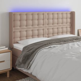 LED-voodipeats, Cappuccino, 147x16x118/128 cm, kunstnahk