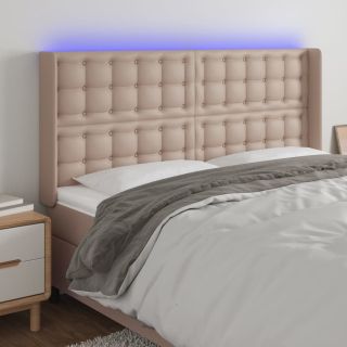 LED-voodipeats, Cappuccino, 163x16x118/128 cm, kunstnahk