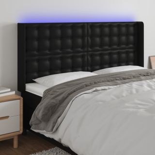 LED-voodipeats, must, 203x16x118/128 cm, kunstnahk