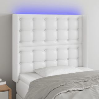 LED-voodipeats, valge, 83x16x118/128 cm, kunstnahk