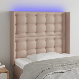 Изголовье со светодиодной подсветкой, цвет капучино, 83x16x118/128 см, искусственная кожа